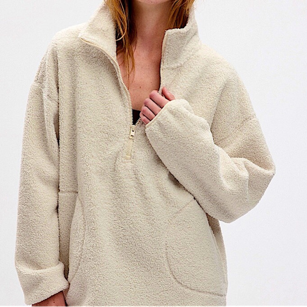 GapFit Sherpa Half-Zip Beige Pullover Size XXL